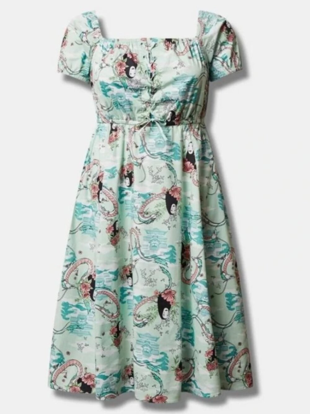 NWT Torrid skater dress 2 Studio Ghibli Spirited Away green midi square neck